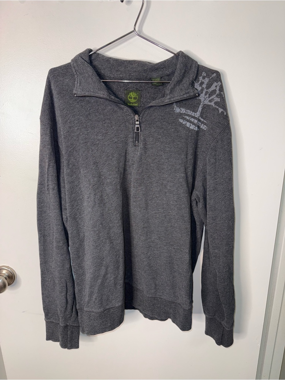 Timberland Gray Logo Quarter Zip Pullover Sweatshirt